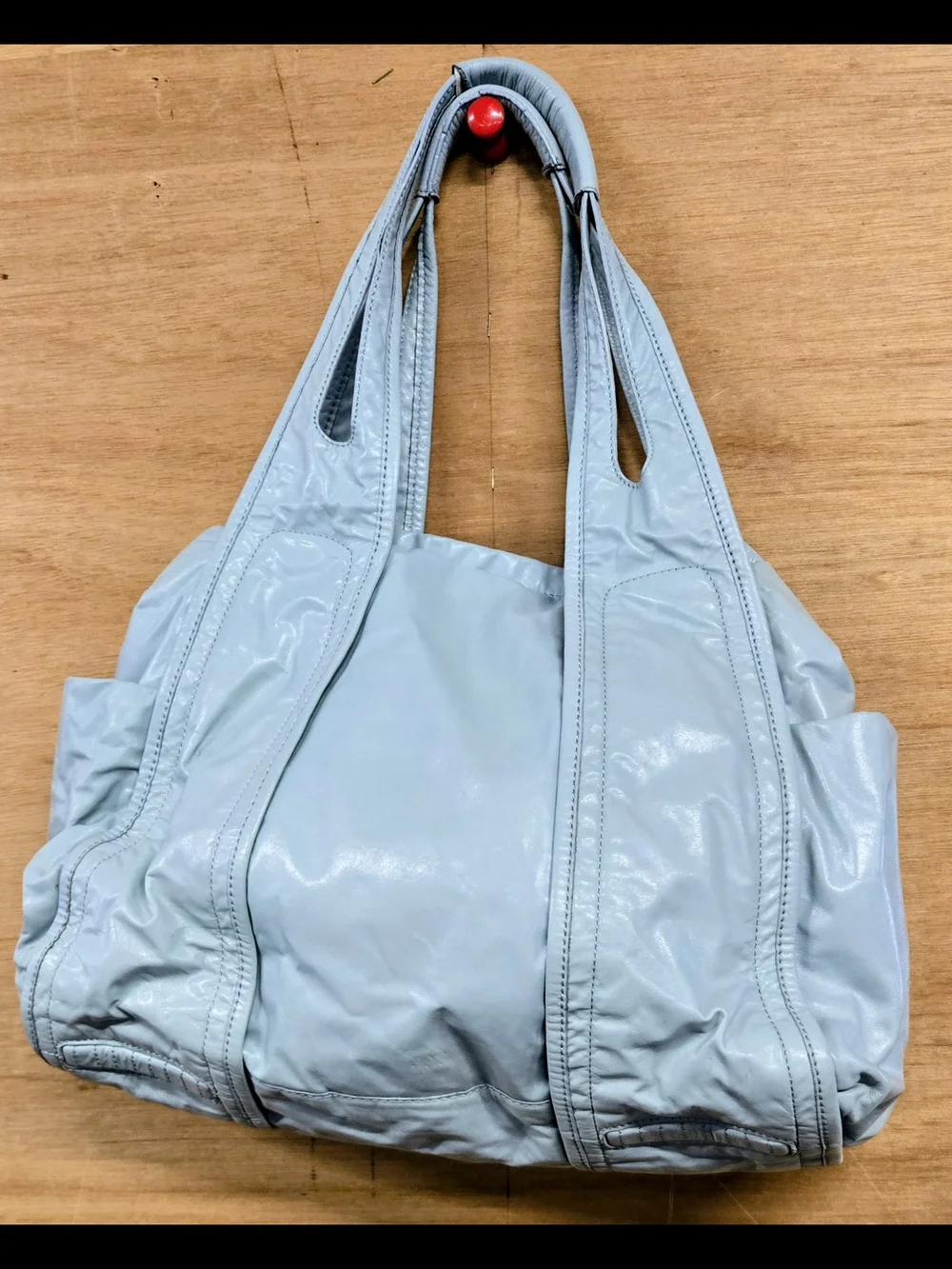 Kenneth Cole Light Blue Leather Shoulder Tote